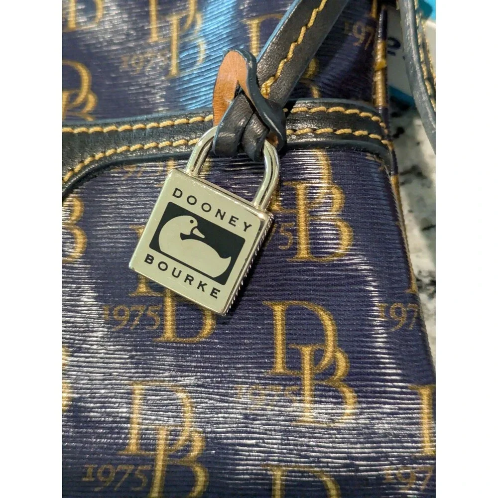 Dooney & Bourke Blue Signature 1975 Crossbody Bag Purse Small Logo Monogram